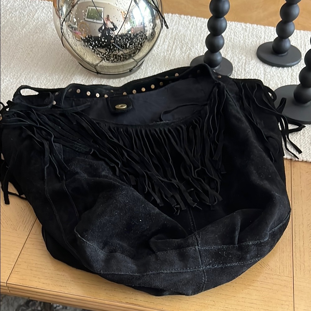 Black Fringe Suede Bag